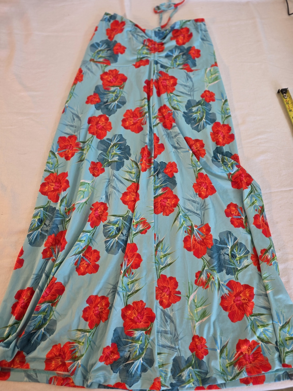 Pacific Trail Aqua Maxi Dress with Red Floral Print